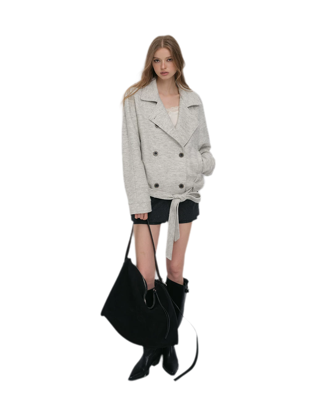 Brushed Wool Blend Short Coat