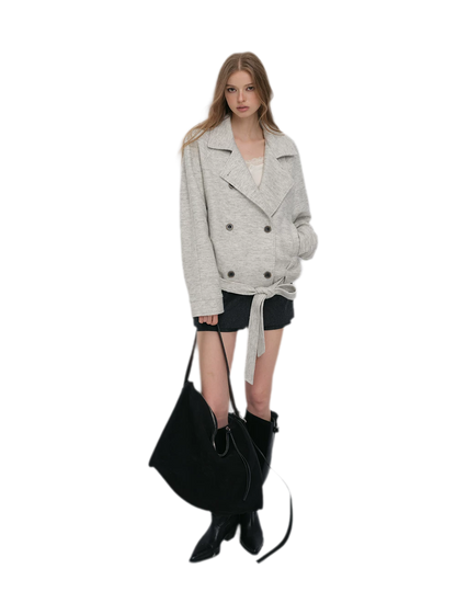 Brushed Wool Blend Short Coat