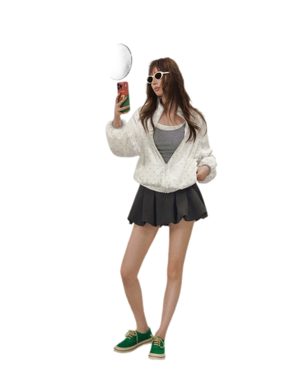 Polka Dot Collar Jacket
