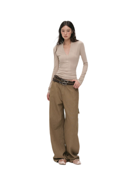 Cashmere-Feel X-Line Ribbed Top