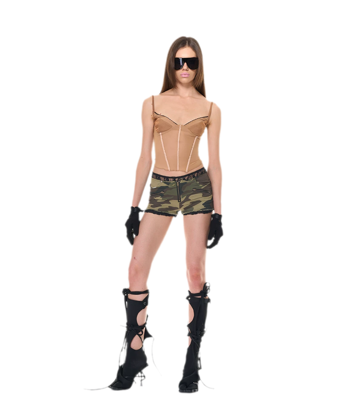 Camouflage Lace Trim Shorts