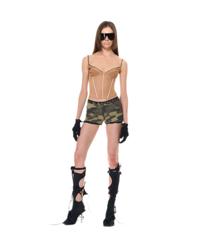Camouflage Lace Trim Shorts