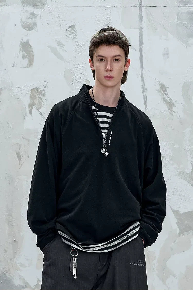 Vintage Oversized Half-Zip T-Shirt