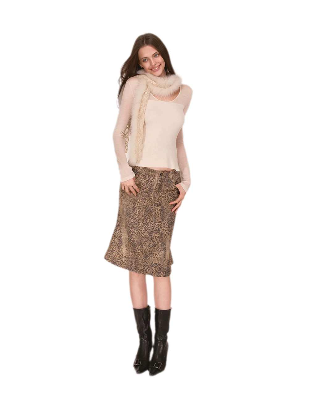 Fox Fur Lace Winter Scarf