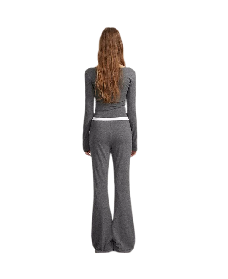 Contrast Tie Layered Pants Set