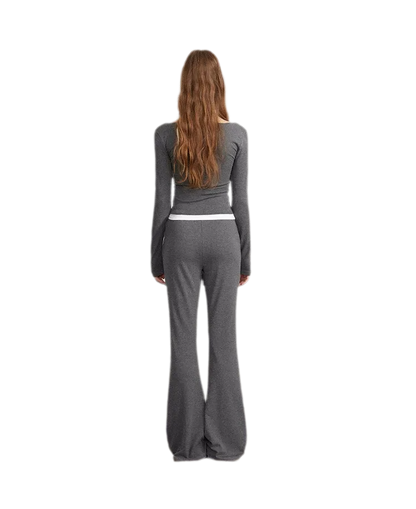 Contrast Tie Layered Pants Set