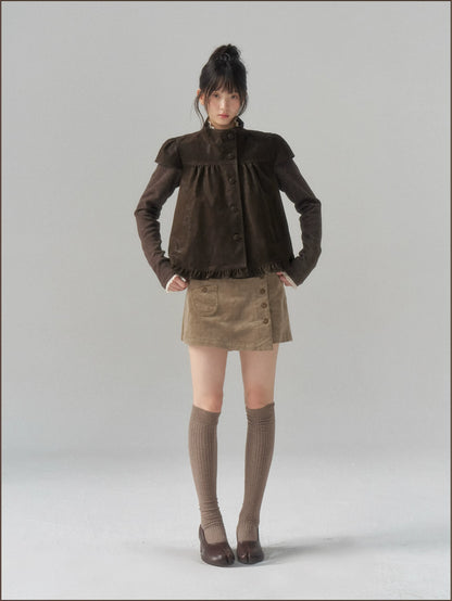 Suede Layered Flare Jacket
