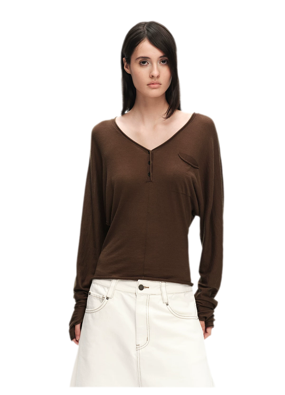 Lyocell Wool V-Neck Top