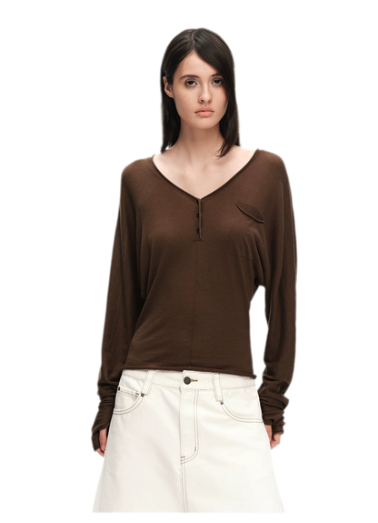 Lyocell Wool V-Neck Top