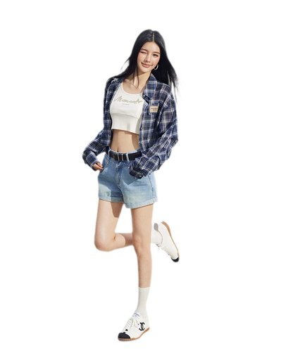 Cropped Plaid Sun Shirt