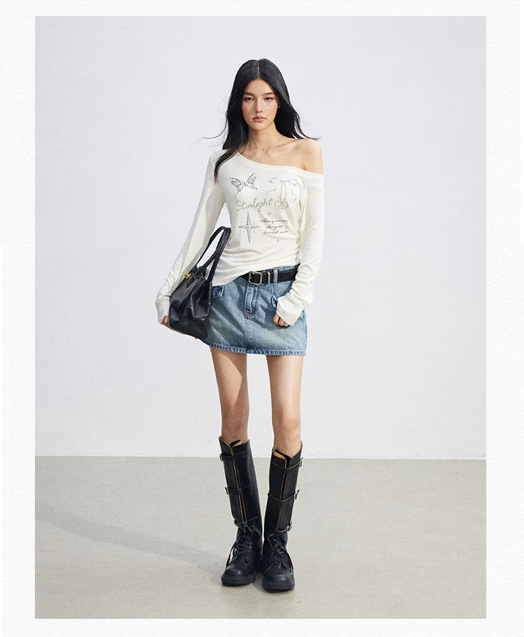 Asymmetric Off-Shoulder Sun Protection T-Shirt