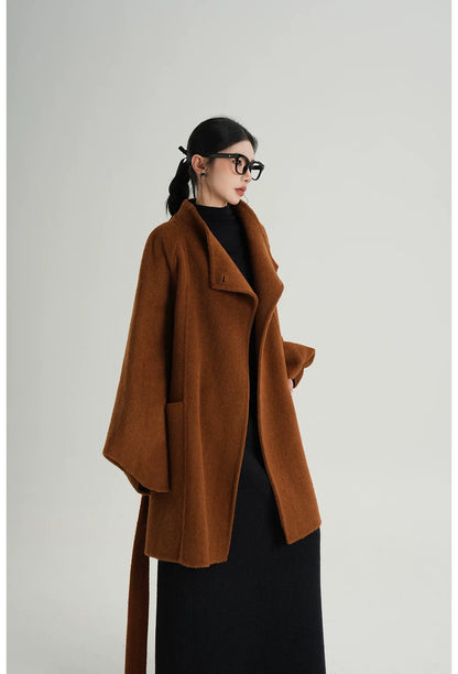 Manteau oversize en laine brossée