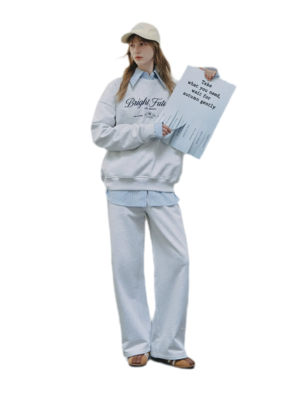 Cotton Curved Wide-Leg Pants