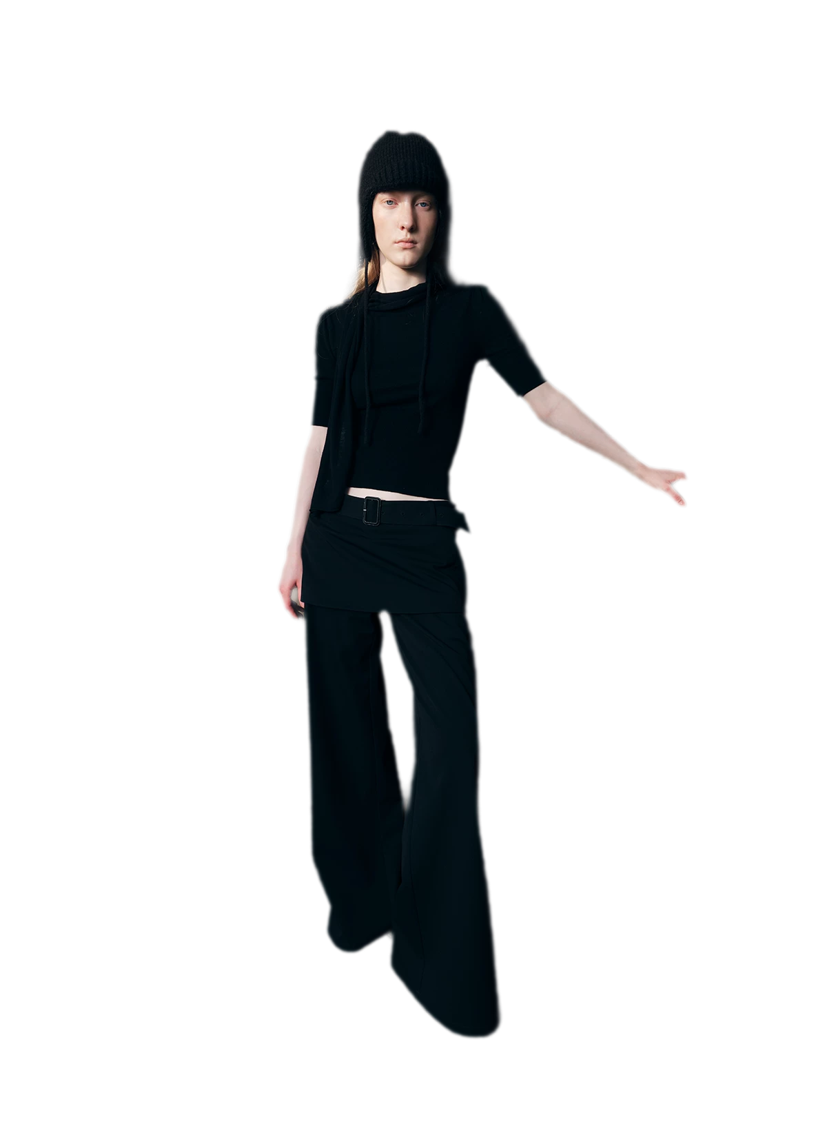 Structured Faux-Layer Wide-Leg Trousers