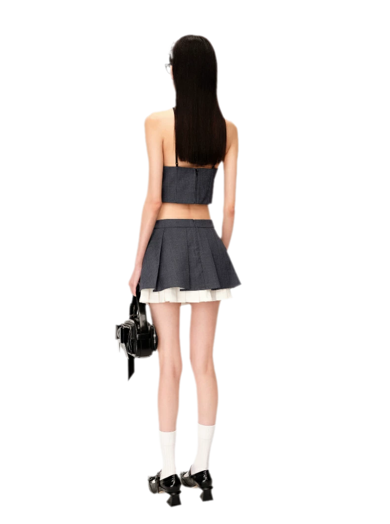 Wide Pleated A-Line Skirt