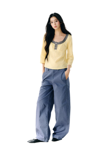 Washed Twill Cotton Pants