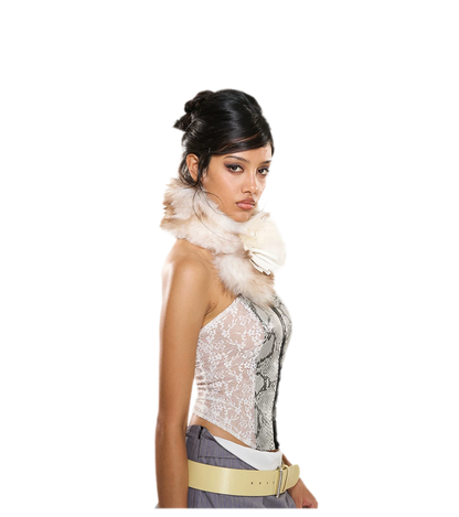 Snakeskin Lace Boned Bustier Top