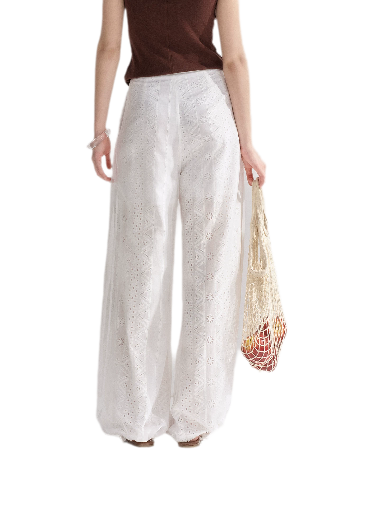 Sheer Eyelet Lantern Pants