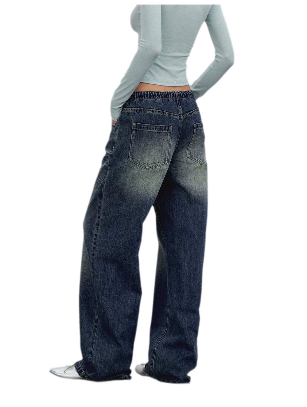 Vintage Wash Wide-Leg Jeans