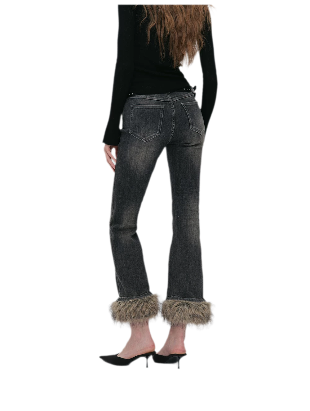 Vintage Washed Cropped Flare Jeans