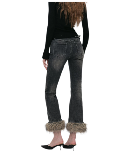 Vintage Washed Cropped Flare Jeans