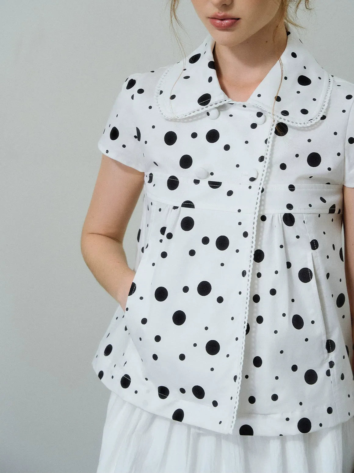 Polka Dot Puff Sleeve Shirt