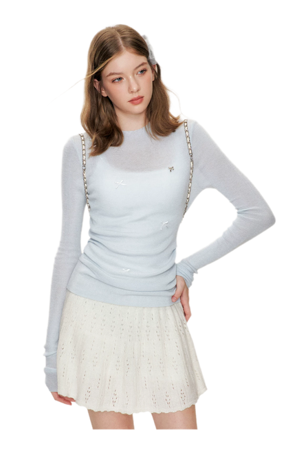 Fine Wool Ruched Bow Top