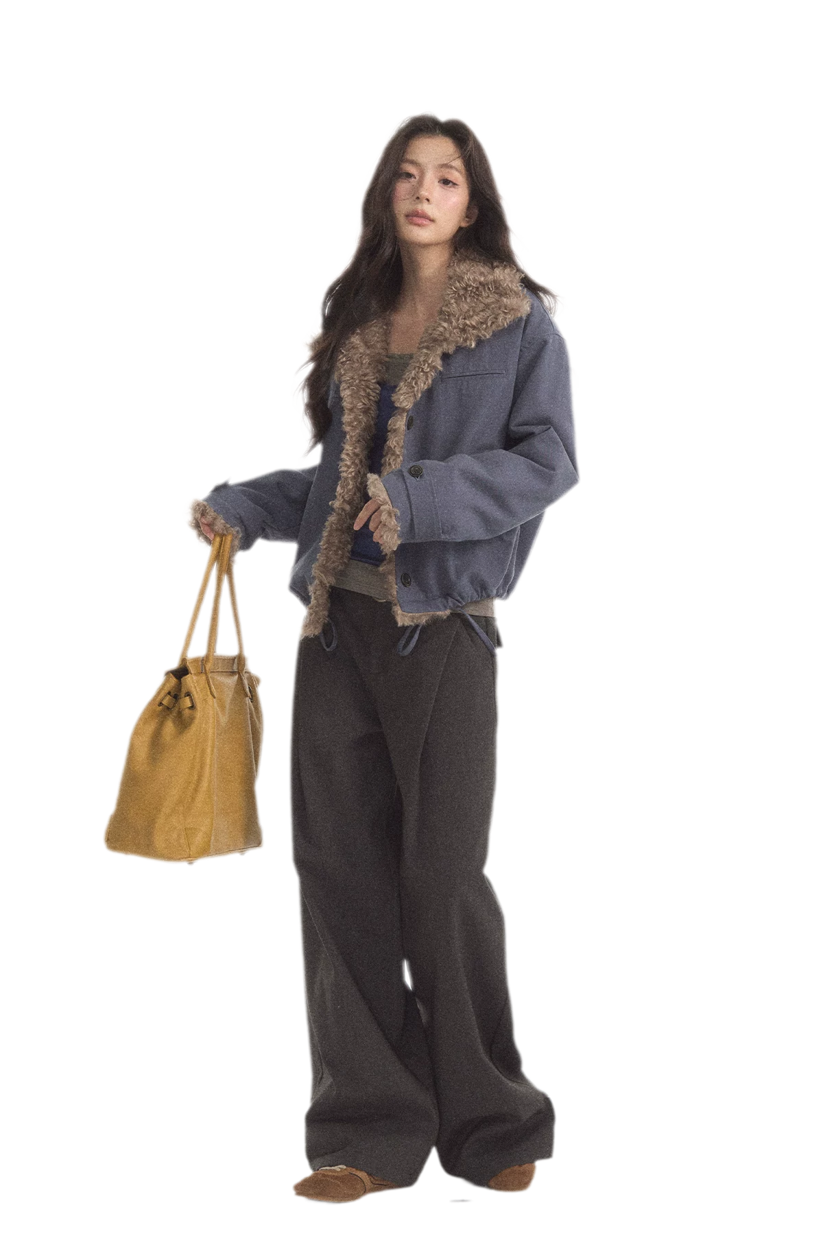 Faux Lamb-Wool Patchwork Jacket