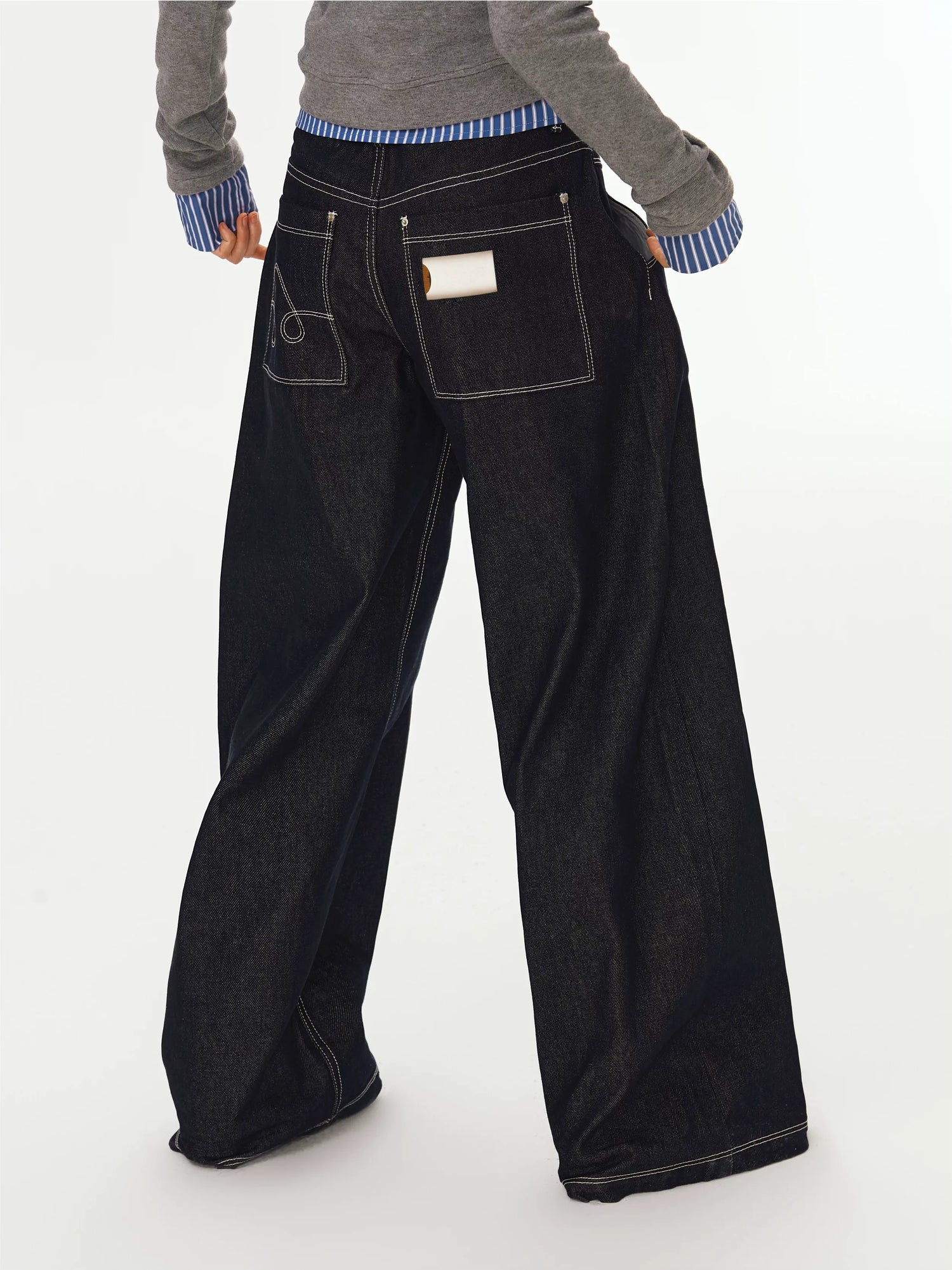 Wide-Leg Raw Denim Pants