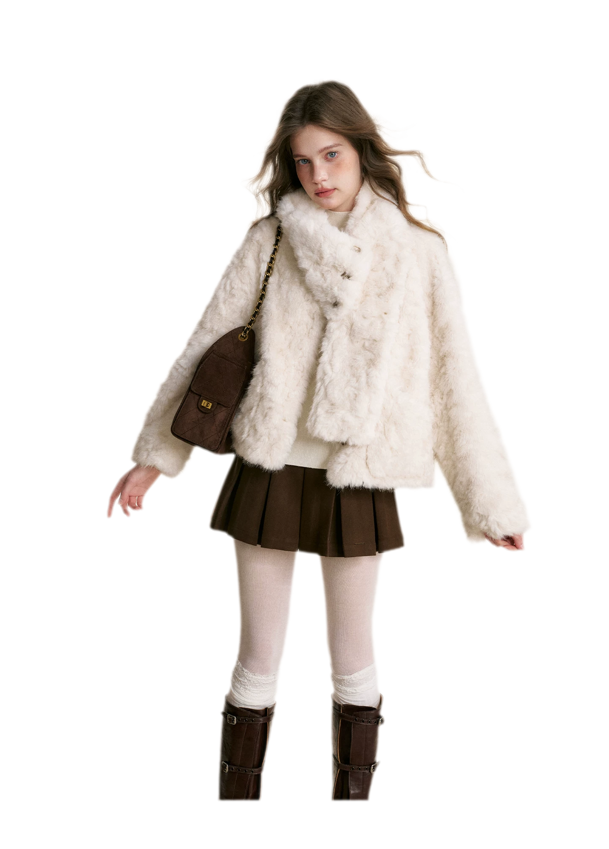 Detachable Scarf Plush Jacket