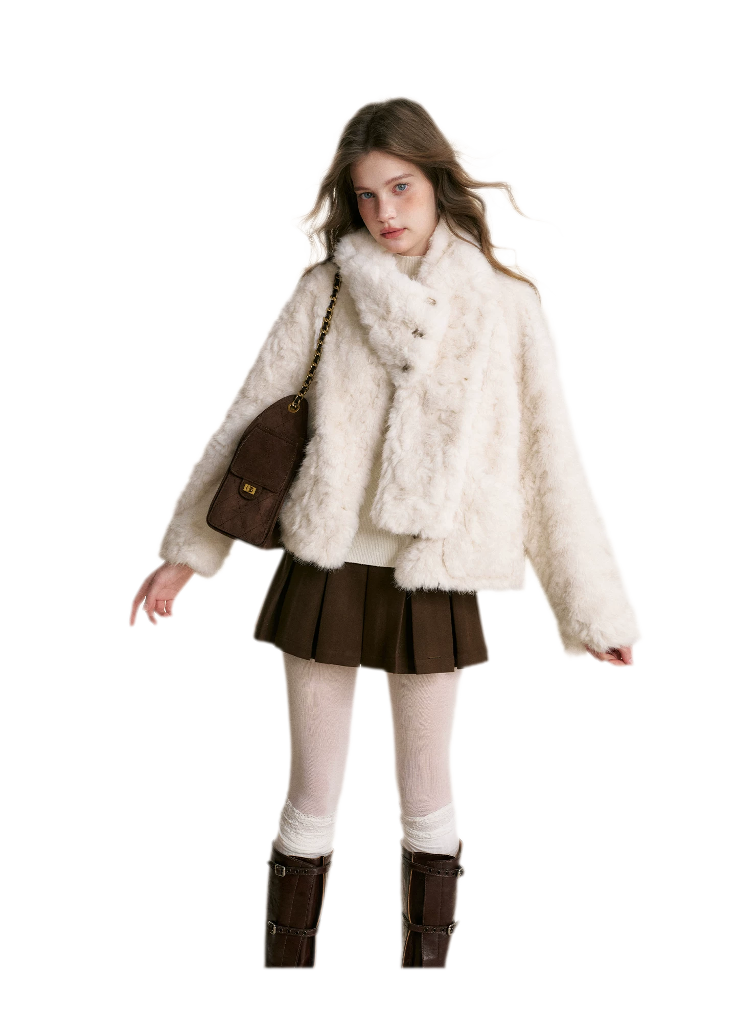 Detachable Scarf Plush Jacket