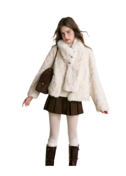 Detachable Scarf Plush Jacket