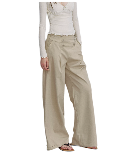 Textured Pleated Wide-Leg Pants