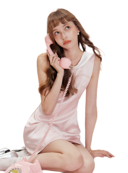 Satin Open-Back Bow Dress