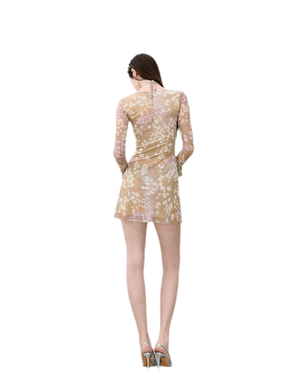 Deer Print Lace Halter Dress