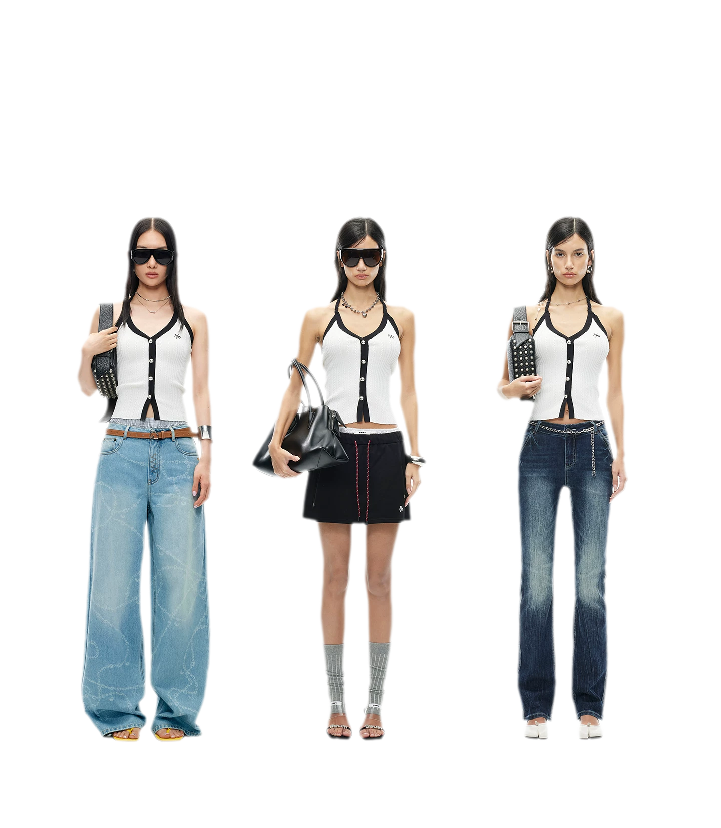 V-Neck Knitted Halter Vest
