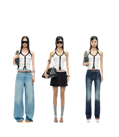 V-Neck Knitted Halter Vest