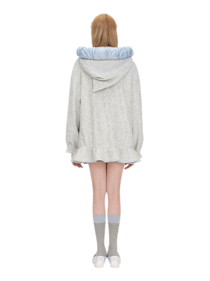Plush Lace-Trimmed Bear Hoodie