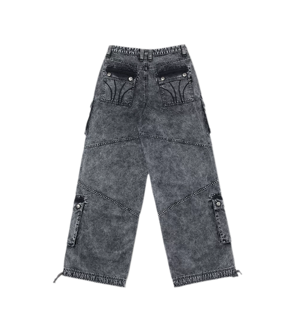 Retro Workwear Wide-Leg Pants