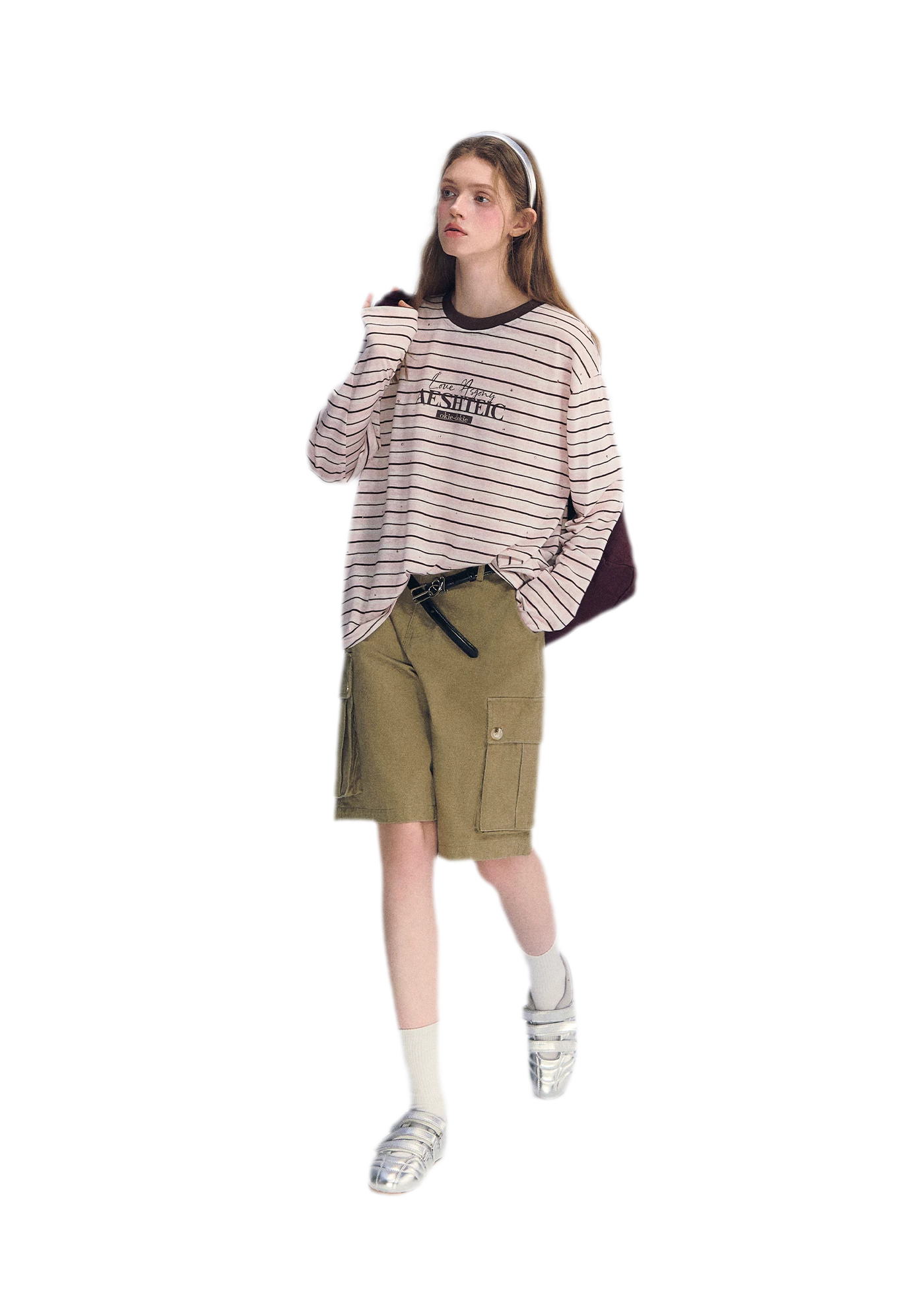 Stripe Rhinestone Long Sleeve