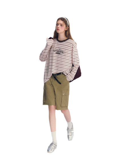 Stripe Rhinestone Long Sleeve