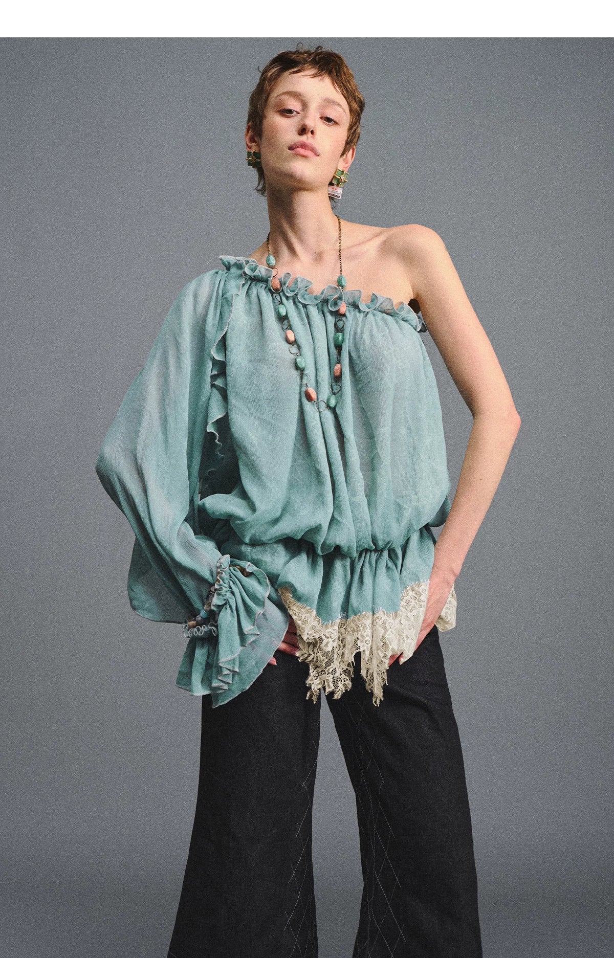One-Shoulder Chiffon Blouse
