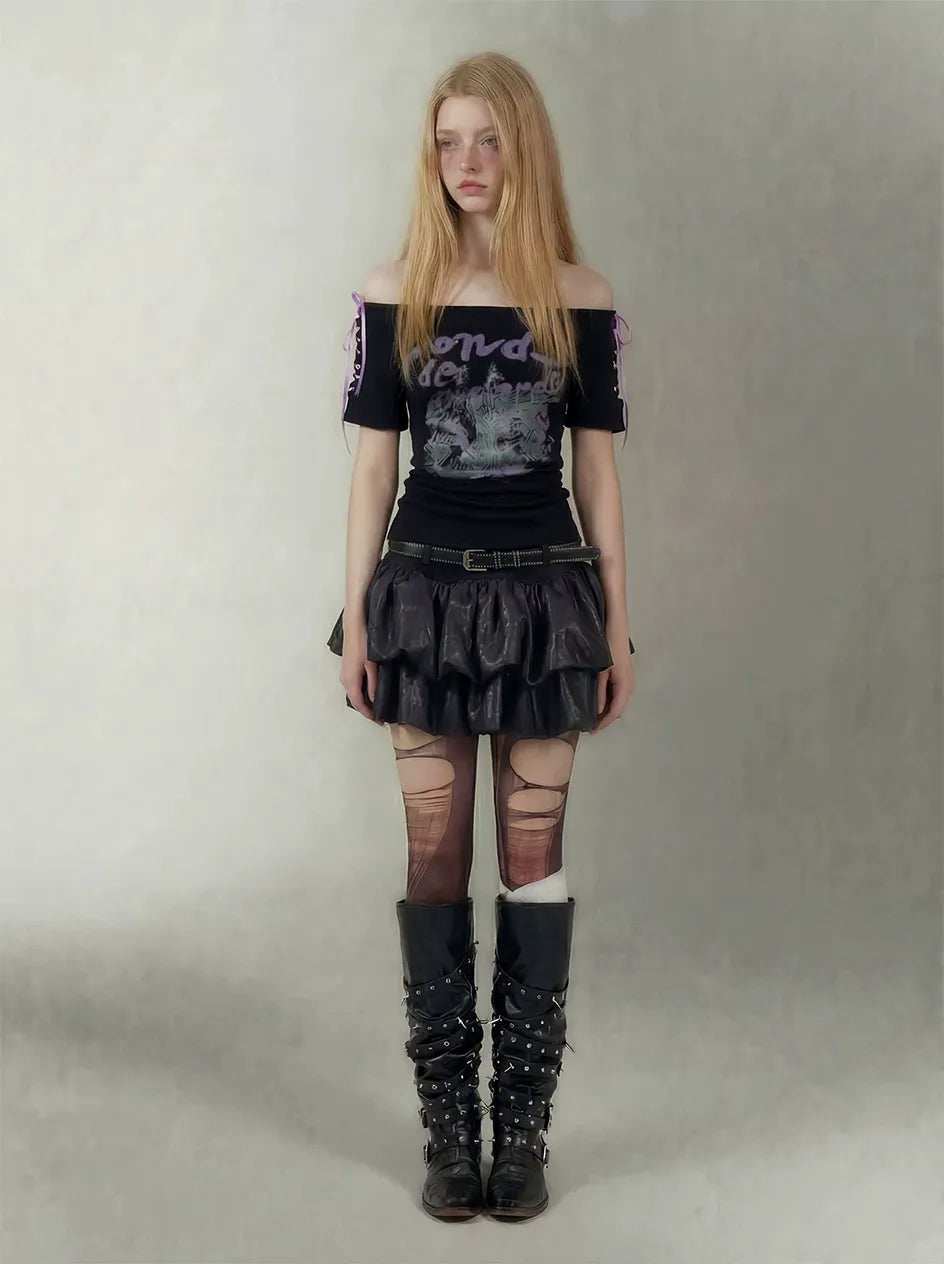 Layered Ruffle Gothic Mini Skirt