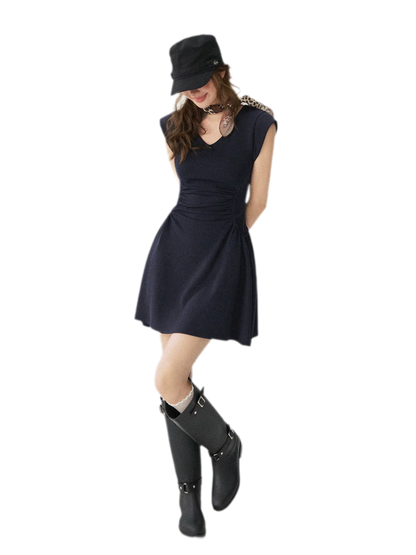 V-Neck Waist Knit Dress