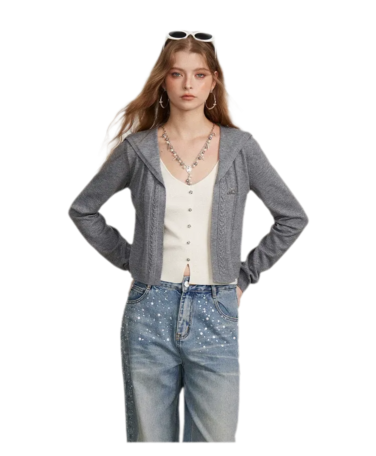 Textured Sailor Collar Sweater