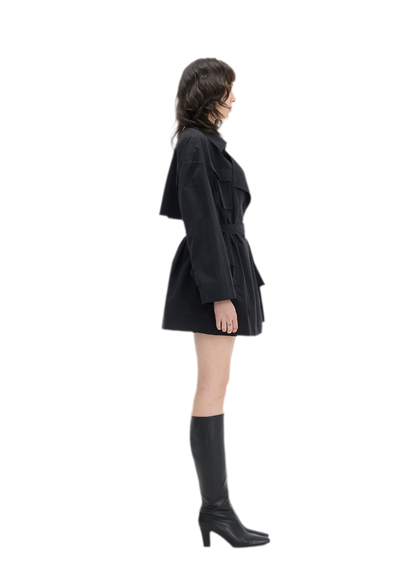 Matte Finish Belted Short Trench