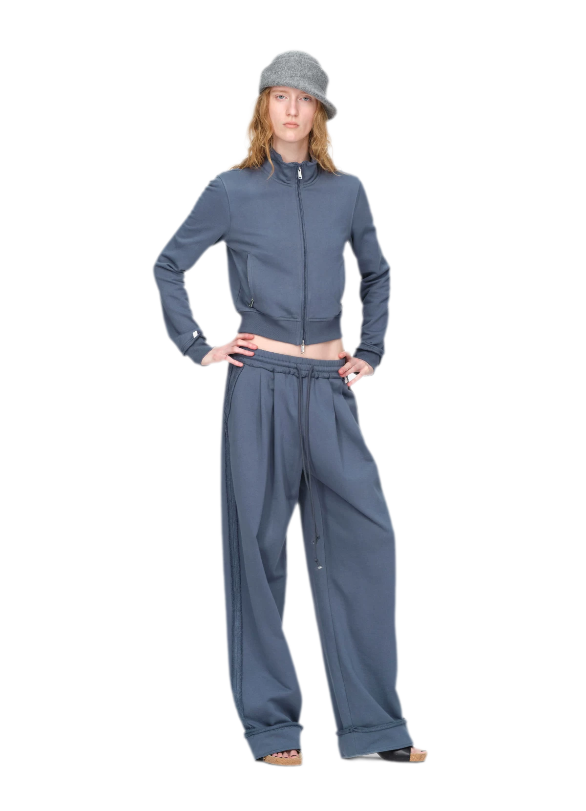 Raw-Edge Cropped Sweatshirt Set