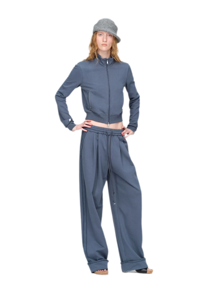 Raw-Edge Cropped Sweatshirt Set