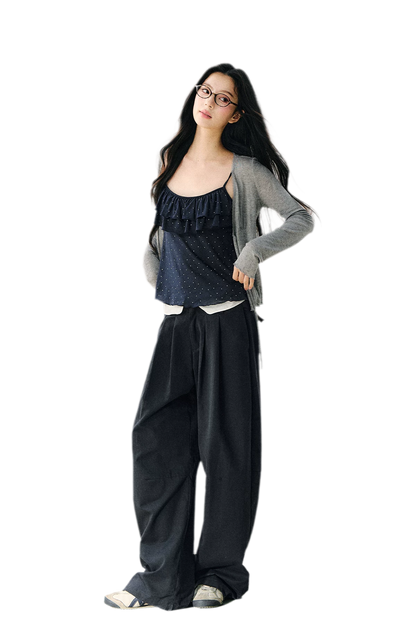 Sheer Drawstring Ruffle Cardigan