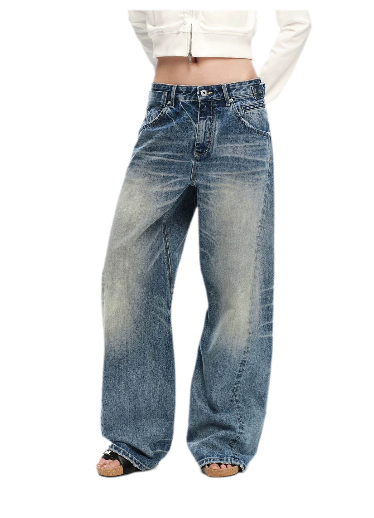 Vintage Washed Wide-Leg Jeans